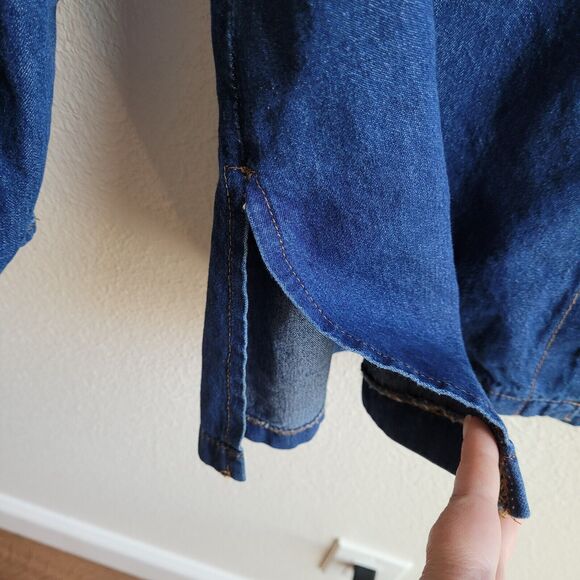 Vintage Denim Shirt Womens 8 Blue Button Front Pockets Promises READ - Picture 4 of 16
